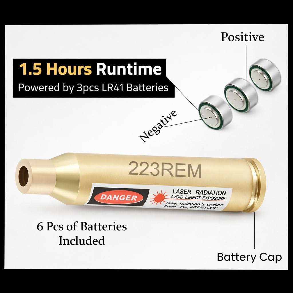 GOTICAL Red Dot 223 5.56mm Rem Gauge Laser Bore Sighter Boresight Red Laser Boresighters