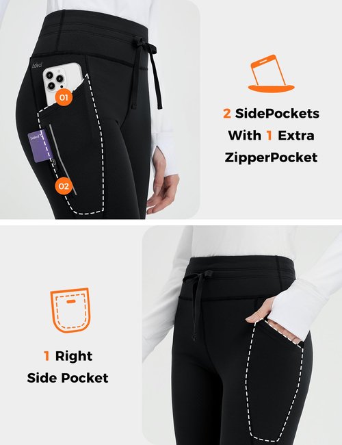 baleaf Fleece Lined Leggings for Women with Pockets Thermal Leggings High Waisted Waterproof for Cold Weather Winter Snow Pants Black M
