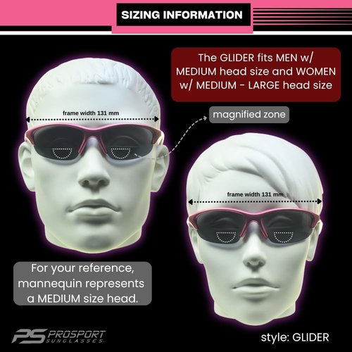 proSPORT Bifocal Sunglass Safety Reader Woman +2.00 Pink TR90 Frame Smoke Z87 Lens Lightweight Sport Sunglasses