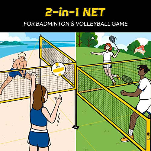 4-Way Volleyball and Badminton Net Set with Accessories for Backyard & Beach