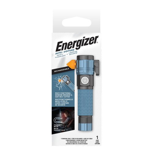 Energizer A-500 Rechargeable Flashlight, Auto Safety Seat Belt Cutter and Glass Breaker, IPX4 Water Resistant, Battery and USB Cable Included