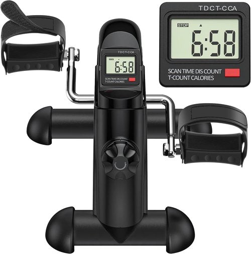 GOREDI Under Desk Bike Pedal Exerciser, Portable Mini Exercise Bike with LCD Display for Home/Office, Desk Cycle for Leg/Arm with Handle, Leg Exerciser While Sitting for Seniors 20261322(Black)
