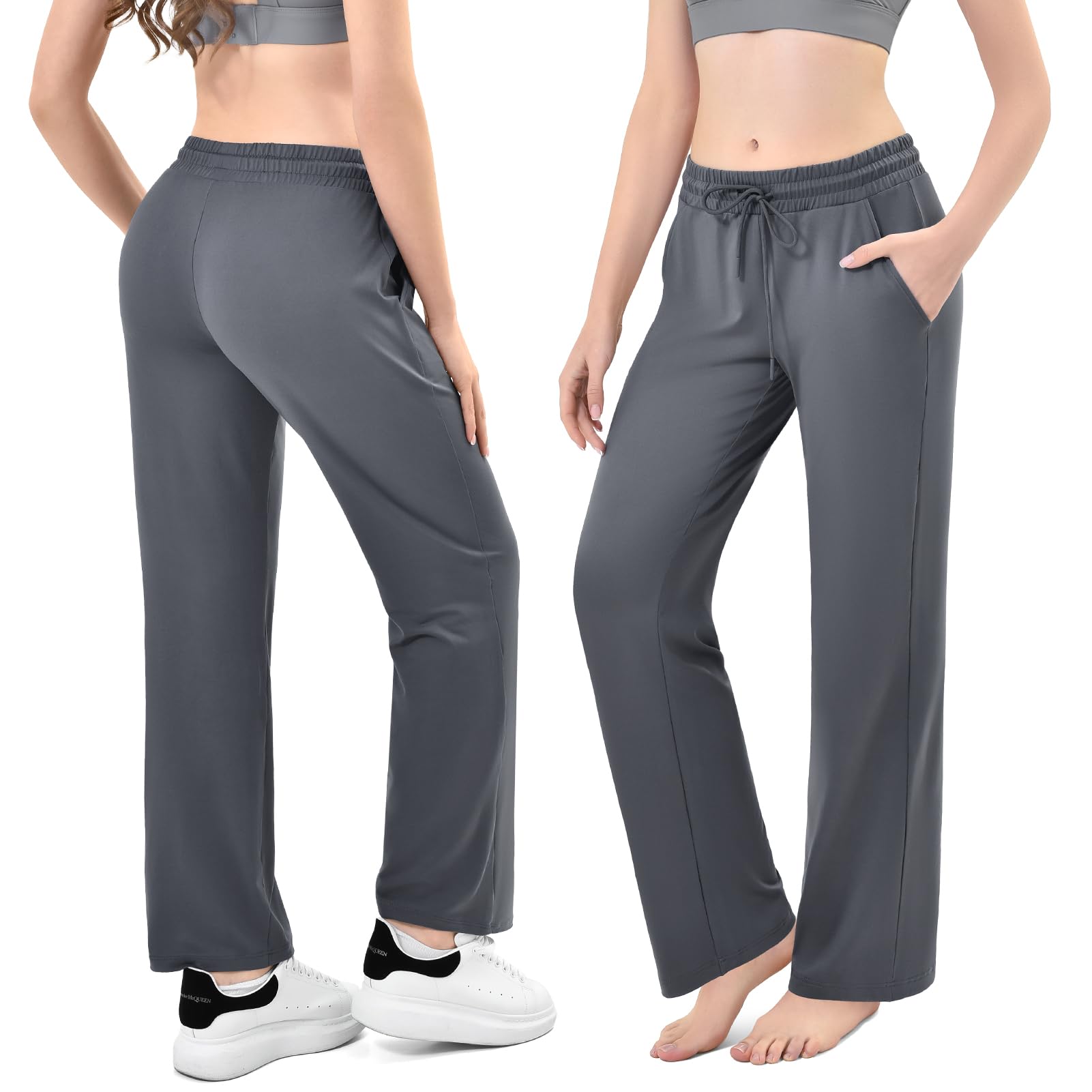 Walifrey Wide Leg Sweatpants for Women, Baggy Track Pants with Poackets Drawstring for Joggers Casual Wear(Black L)