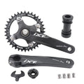 DJC Bike Crankset 104BCD with Chainring BSA Bottom Bracket with Spindle for MTB 1x 2X 3X Speed Mountain Bike Black Red Oilslick 170mm 175mm (175mm Black, Round 36T)