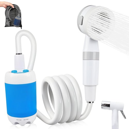 Portable Shower, Portable Camping Shower Pump, USB Rechargeable Outdoor Showers, Waterproof Electric Portable Shower with 2 Spray Modes, 4000mah, For Camping, Hiking, Rv & Pet Cleaning (1 PACK)