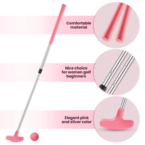 Libima Pink Golf Putter for Kids Adjustable Golf Clubs Right or Left Handed Putter with 6 Pink PU Balls for Teen Girls Junior Beginners Indoor Outdoor Green Club Practice