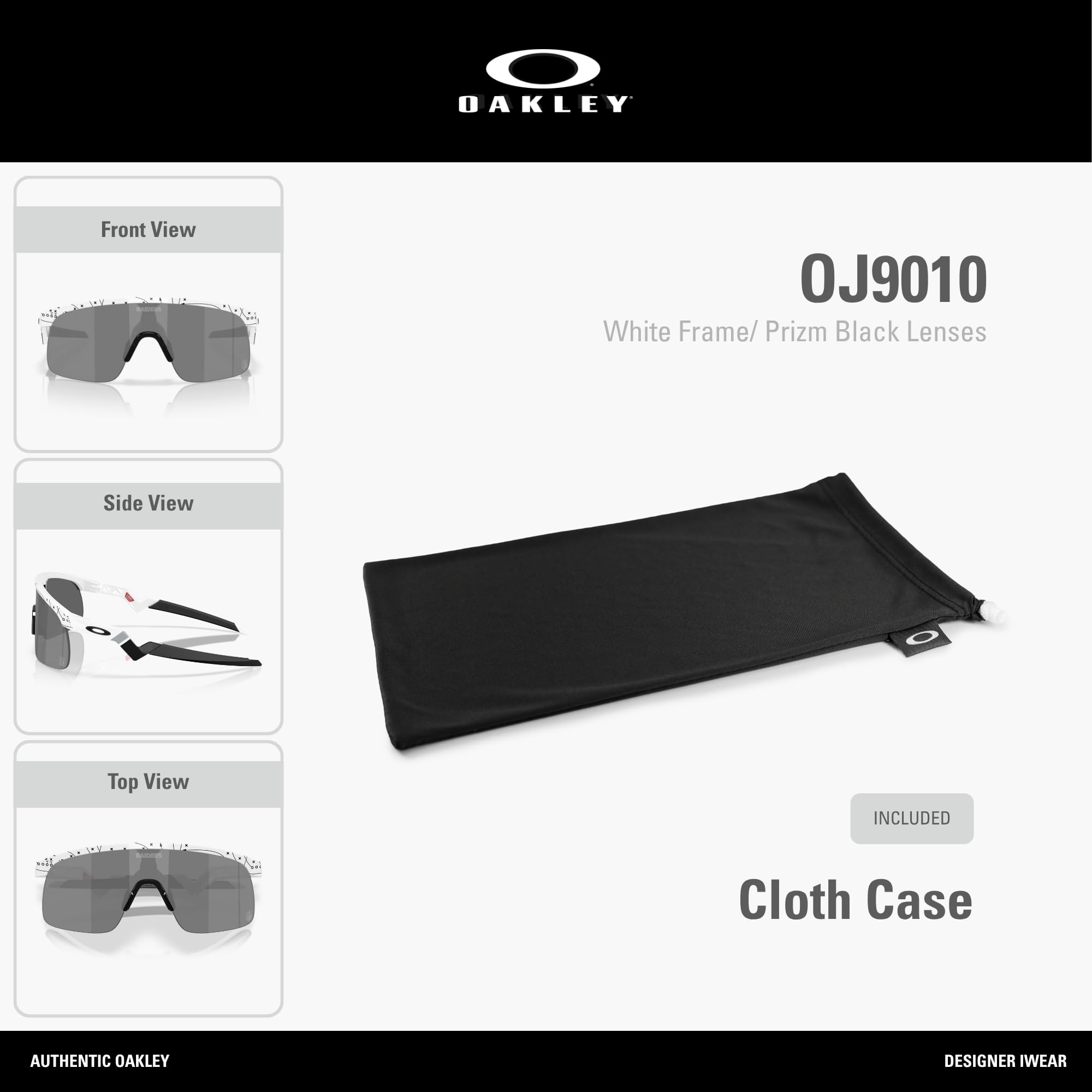 Oakley OJ9010 Resistor Sunglasses, White/Prizm Black, 23 mm