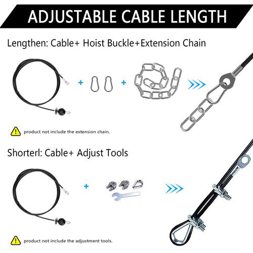 Favuit Fitness Pulley Cable, Gym Replacement Cable, Heavy Duty Steel Wire Rope, Black, 98IN