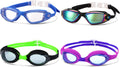 Skiennix Kids Swim Goggles - UV Protection, Anti-Fog, No Leaking | 4 Pack for Ages 6-14