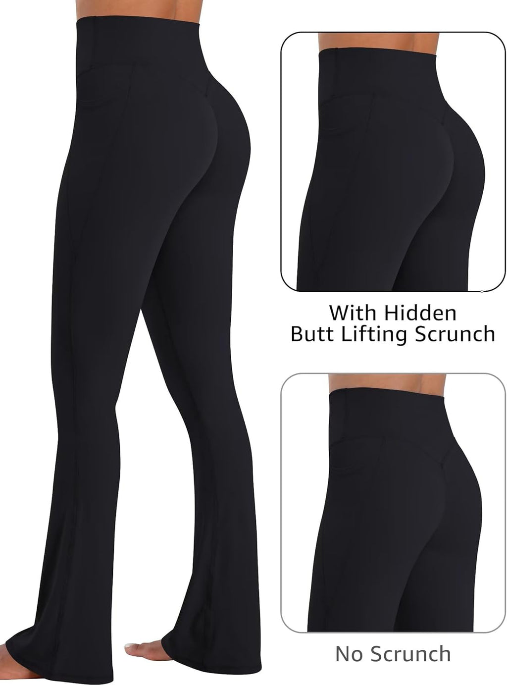 Sunzel Flare Leggings for Women - Hidden Butt Lifting, Tummy Control | Pockets, Mini Flared Design