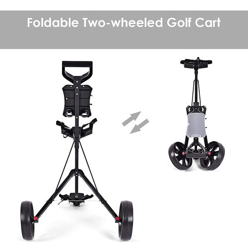 DORTALA Golf Cart, 2 Wheel Foldable Golf Trolley Push Pull Cart with Scoreboard, Multifunctional and Convenient Golf Cart Quickly Opened and Closed