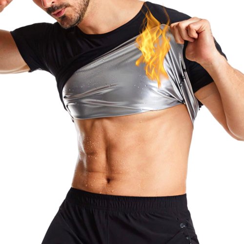 Nano Hertz Sauna Sweat Suit - Weight Loss Shapewear Top for Men | Short Sleeve Workout Vest