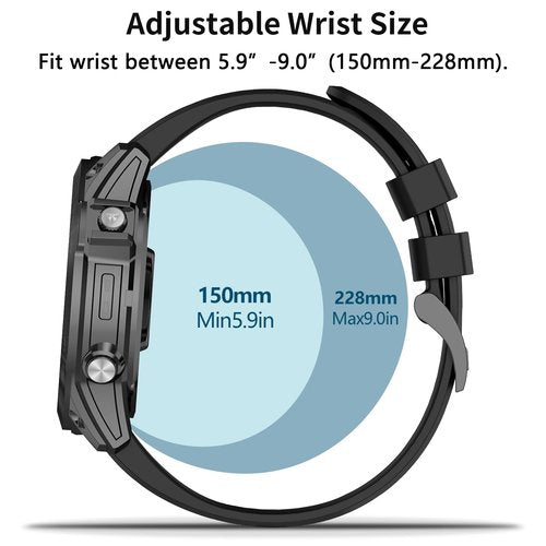 ZPJPPLX 22mm Quick-Fit Silicone Band Compatible with Garmin Fenix 8 Pro 47mm/E/7 Pro/7/6 Pro/6/5 Plus/5, Sport Replacement Straps For Approach S70/S62/Forerunner 970/965/955/quatix tactix 8 7 Pro 47mm