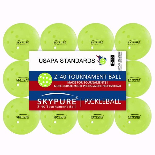 SKYPURE Z-40 Outdoor Pickleball Balls USAPA Pickle Balls - 40-Hole Professional Ball with High Visibility, One-Piece Molded for Tournament, Practice & All Skill Levels 12Balls-Packed