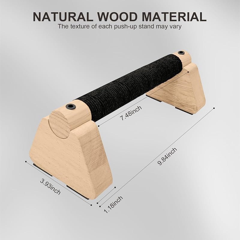 Wooden Parallettes Bars 10 Inch – 2 PCS Non-Slip Base, Solid Wood Push Up Handles
