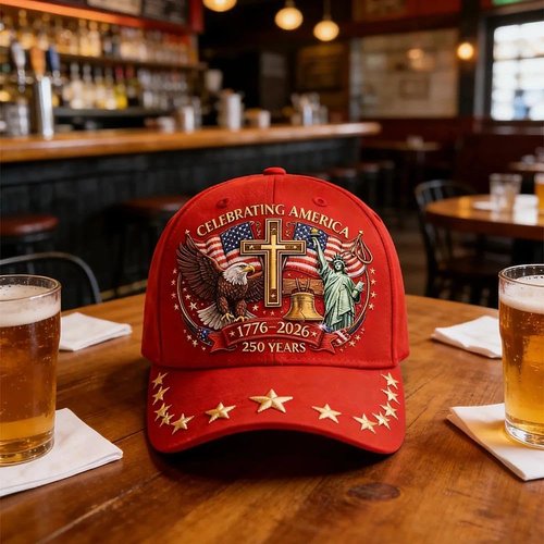 Eagle & Liberty & Cross Commemorative Cap，United States 250th Anniversary Hat，Adjustable Patriotic Baseball Cap(red)