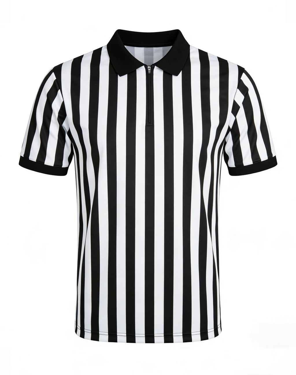 WILLBEFIT Men's Referee Shirt Women Official Football Basketball Zipper Ref Jersey for Halloween Costume Umpire Waitress Uniform XL