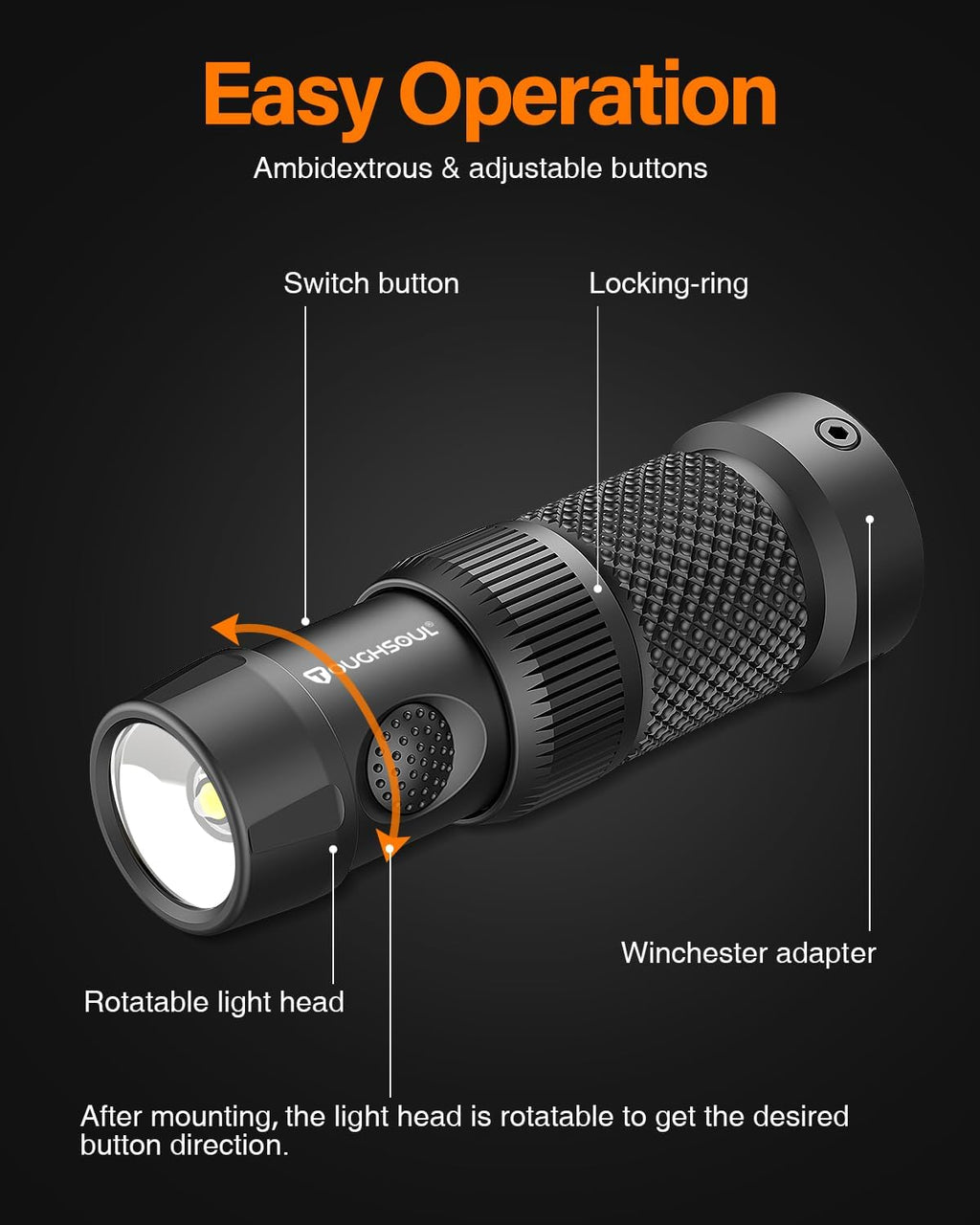 TOUGHSOUL Tactical Mag Tube Cap Flashlight - 500 Lumen Max for Winchester 12 Gauge | Strobe Function & Replaceable Battery