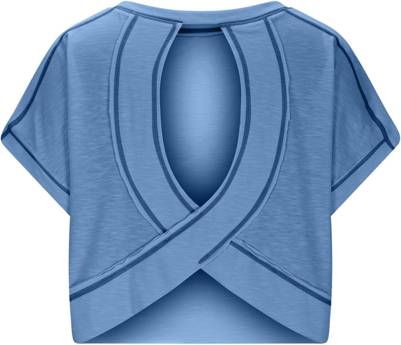 Skiennix Open Back Tops for Women - Backless Workout Short Sleeve Gym Tees | Slouchy Crop Design