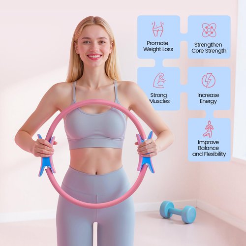Pilates Ring Equipment Kit at Home, Resistance Bands and Exercise Ball for Women Workout Set, Pilates Rings 14 Inch Yoga Magic Circle Working Out, Pilates Equipment Essentials Kit Accessories