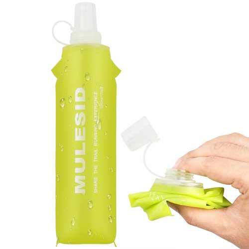 MULESID Soft Flask Running Bottles Collapsible Water Bottle Foldable for Traveling Running Vest Collapse Hydration TPU 250ml 500ml for Runner (500ml/-1pcs)