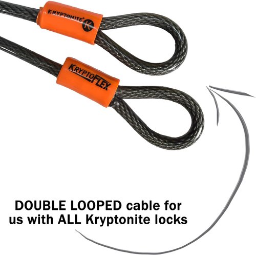 Kryptonite KryptoFlex 525 Double Loop Security Cable, 2.5 FT Long Braided Steel Flex Bike Lock Anti-Theft Cable with Looped Ends for Outdoor Equipment,5mm Thick