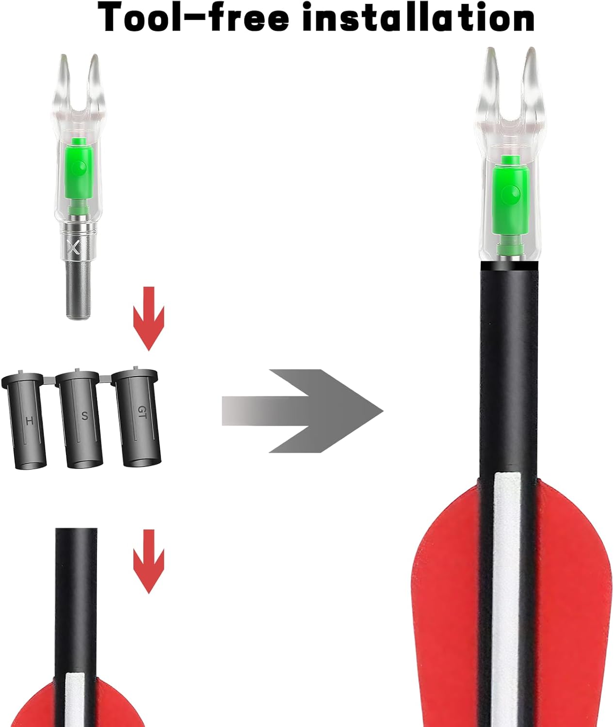 Skiennix Lighted Nocks for Arrows - Compatible with H, S, GT Bushings | Sizes .165, .233, .244, .246
