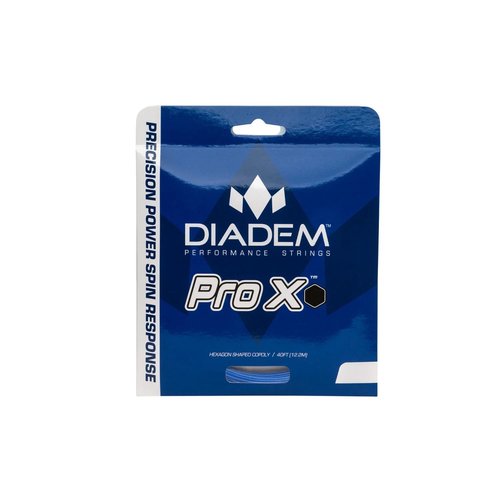 Diadem Pro X Tennis String Set - High-Performance Poly, Hexagon Design, Multiple Gauges for Power & Spin, 40 feet/12.2m, Blue, 18 (1.15mm)