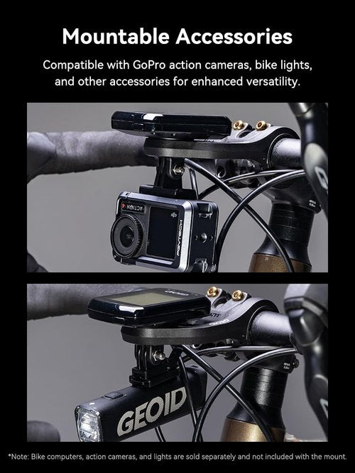 GEOID Bike Computer Mount, Out Front Cycling Computer Road Bike Mount Compatible with Garmin Wahoo Bryton Magene Cycplus CooSpo XOSS Cycling Computer with GoPro Action Camera and Bike Light