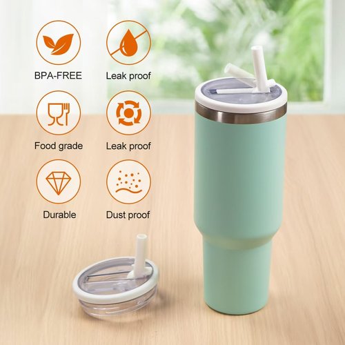 2 Pcs 40oz Tumbler Flip Straw Lid Replacement for Stanley 40oz Cup Lid Cup Accessory,Leak Proof Cup Top Lids for Stanley Quencher H2.0,Reusable Spill Proof Tumbler Lid Cover