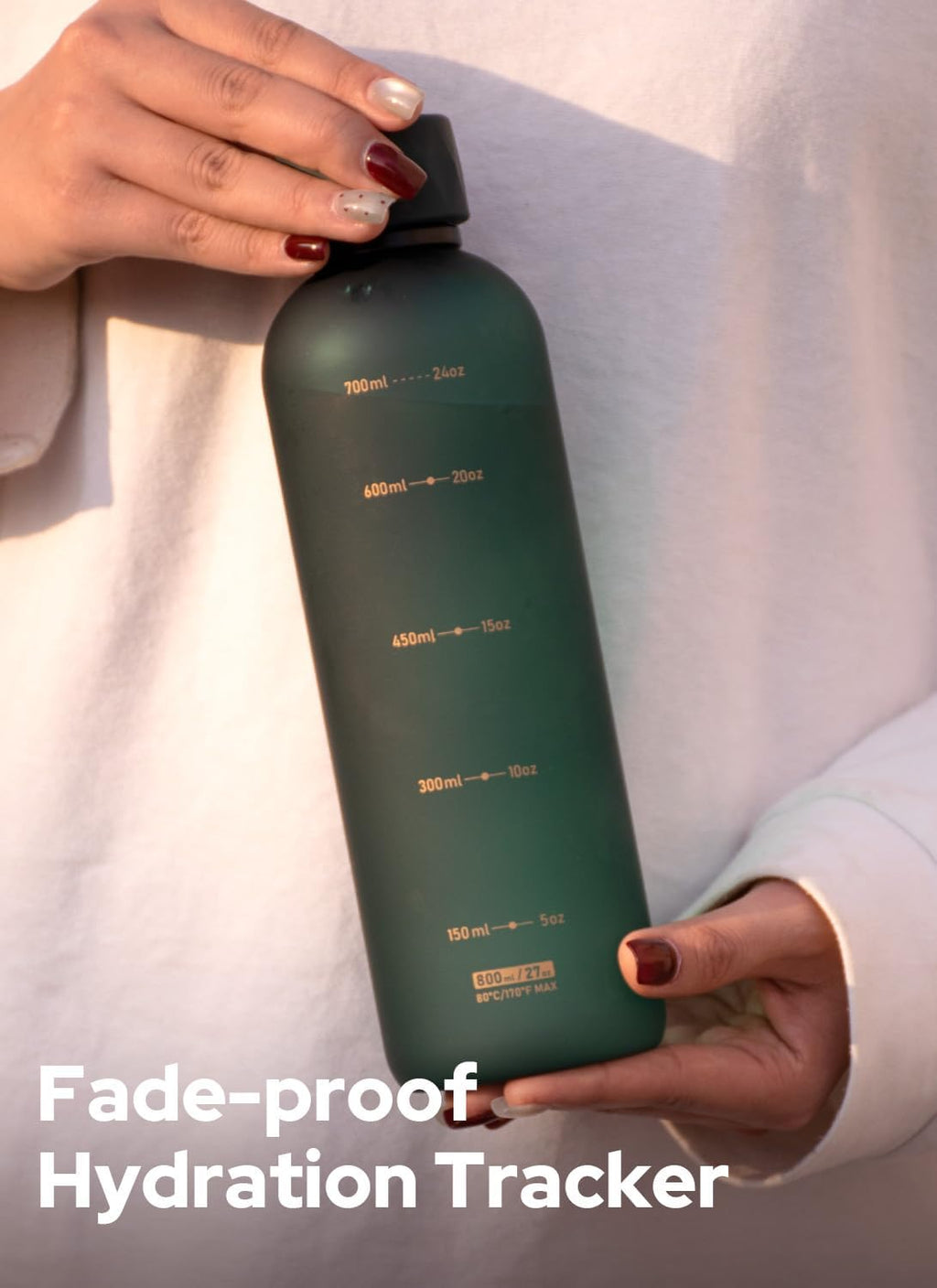 Opard Slim Pro Water Bottle - 27oz BPA-Free Plastic with Leakproof Monocap | Forest Green, Ideal for Travel & Sports