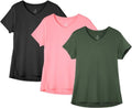 Icyzone Workout Shirts - Women's V-Neck Yoga Tops for Running & Fitness | Short Sleeve Activewear