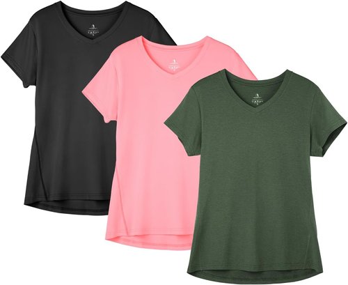Icyzone Workout Shirts - Women's V-Neck Yoga Tops for Running & Fitness | Short Sleeve Activewear