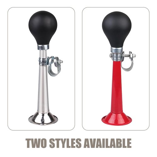 Opuweiy Classic Bike Horn, Retro Metal Squeeze Horn with Loud Sound, Universal Handlebar Mount for Bicycles, Fun Clown Themed Cycling Accessory (Silver)