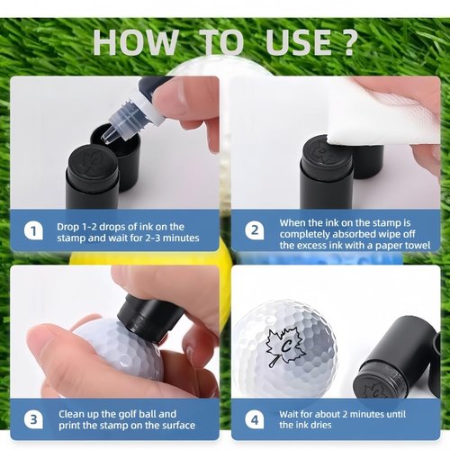 Jieyouhui Golf Ball Stamp Personalized Reusable and Waterproof Golfing Stamper Golf Ball Marking Tool to Identify Golf Balls for Golfers Golf Stamps for Golf Balls (4 Pack-36)