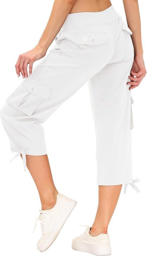 MoFiz Women's Cargo Capris - Lightweight Quick-Dry Hiking Pants with Pockets | Casual Outdoor Comfort