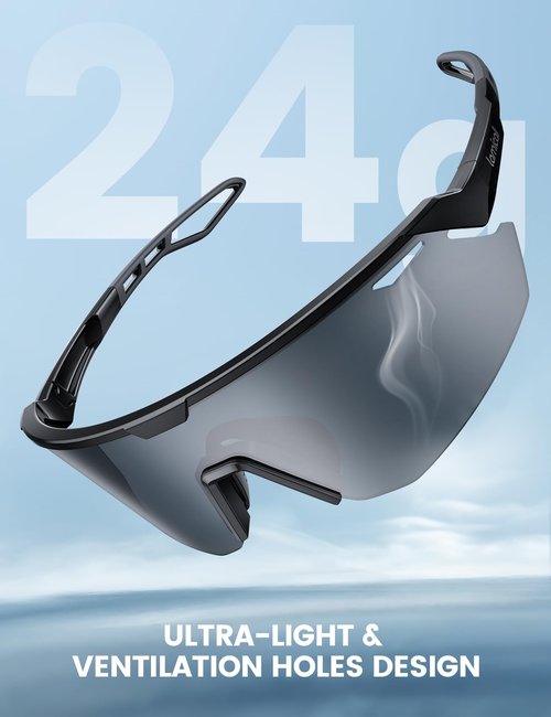 Lamicall Polarized Sports Sunglasses for Men Women, Black+Red