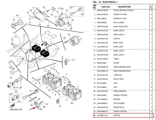 10L0L Golf Cart Stop Switch for Yamaha G14 G16 G19 G22 G29/Drive-Drive 2 Gas & Electric,OEM: JF7-82817-20,JF7-82817-20-00,JF7828172000