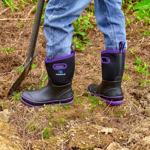 Trudave Women's Waterproof Rubber Boots Mid Calf Purple Size 5-11 Outdoor Work & Hunting