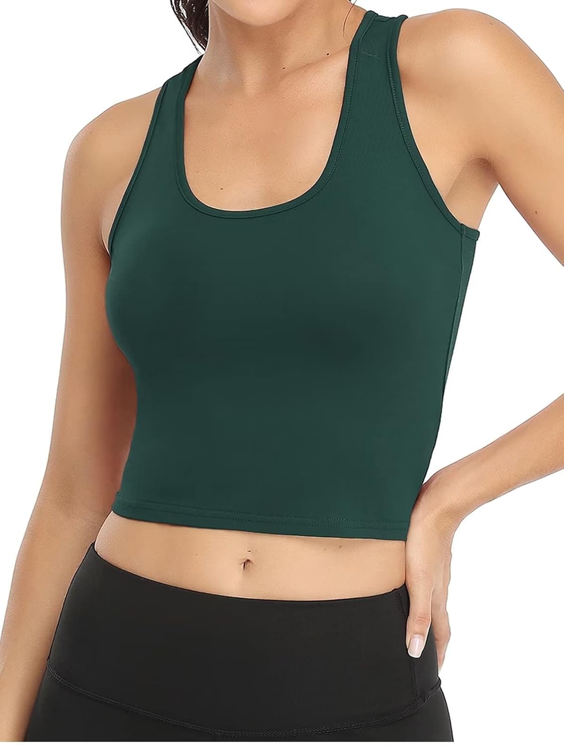 Porvike Sports Crop Tank Tops - Women's Racerback Workout Tanks | Cotton Sleeveless Gym Shirts (3 Pack)