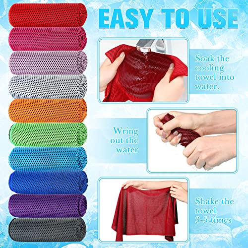 Multicolor Cooling Towels Bulk 80 Pack for Neck and Face - Lightweight & Reusable