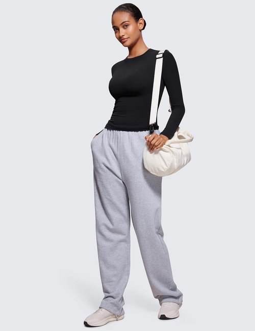 CRZ YOGA Long Sleeve Crewneck Shirts for Women - Soft Fitted Casual Tops for Fall