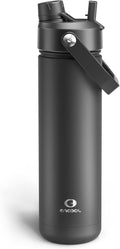 ENCOOL Insulated Water Bottle - Leak-Proof Stainless Steel with Straw | Keeps Drinks Cold for 24 Hours (26 oz, Black Night)