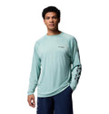 Columbia Men's PFG Terminal Tackle Long Sleeve Fishing Shirt, Misty Jade/Shark Logo, 3X