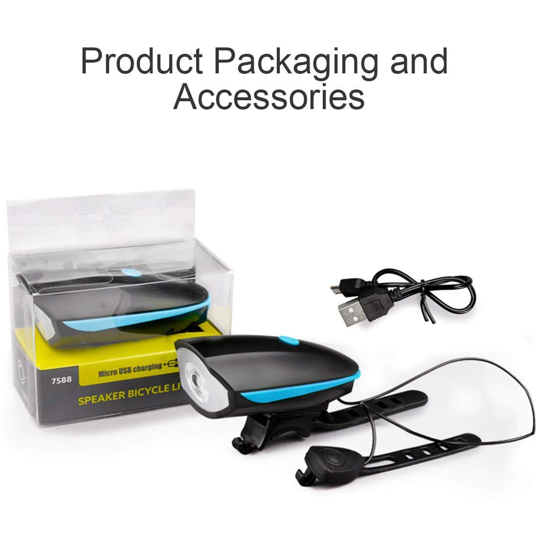 Rechargeable Bike Light With Horn Set, Bicycle Front Light With Bell for Electric Scooter Kids, 2 Modes Sound Siren, 3 Lighting Modes