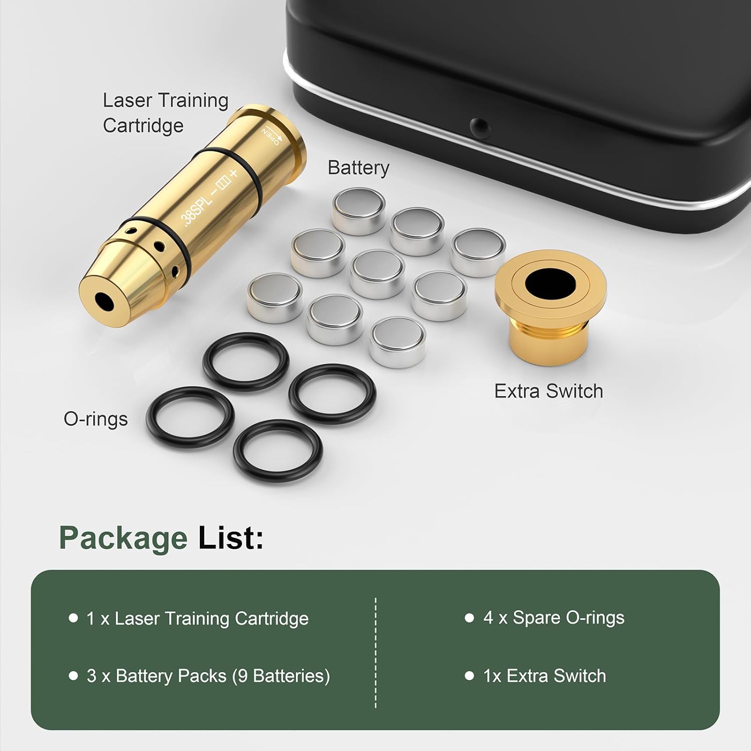 38SPL/.357Mag Laser Training Cartridge - Enhance Dry Fire Practice with 3 Sets of Batteries