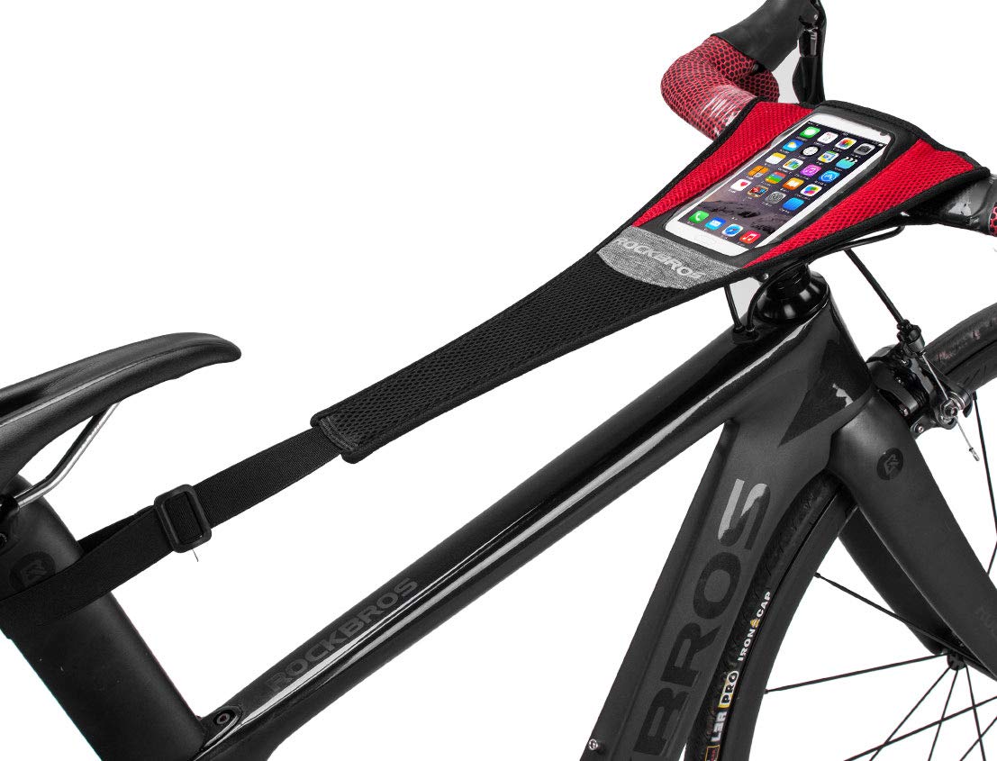 ROCKBROS Bike Sweat Guard Bicycle Trainer Sweat Net Bike Frame Sweat Guard with Phone Pouch for Indoor Cycling Training Compatible for 6.5" iPhone Xs 11 Pro Max Sunsamg S10 Note 9