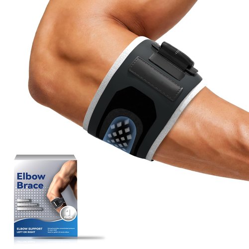 Goldeer Elbow Brace for Tendonitis and Tennis Elbow for Women Men with 2 Pressure Gel Pad, Adjustable Tennis Elbow Brace with Memory Scale for Men for Pain, Lightweight Tennis Elbow Strap for Epicondylitis, Tennis, Golf, Exercise(L)