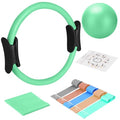 TOPZGLEEY Pilates Ring Set – 14" Anti-Deformation Magic Circle with Padded Handles, Mini Ball, 5 Resistance Bands, Guide, Pilates Equipment for Home Workout (Turquoise)