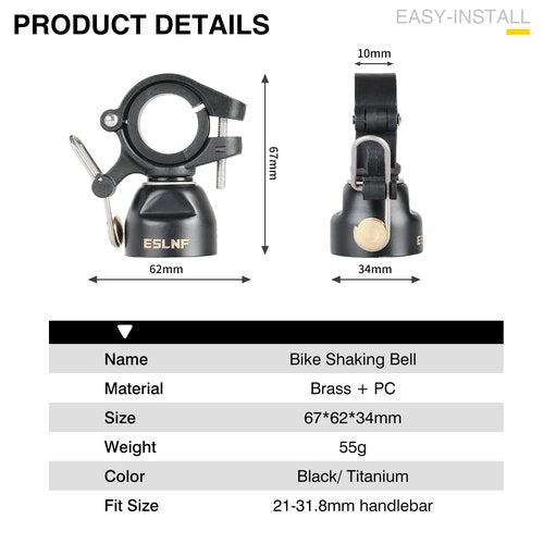 JJZOUEN Mountain Bike Bells Dual-Mode Ringing Bell, Copper Alloy Sturdy Bicycle Bell, MTB Trail Bell with Dual Modes, Adults Bike Bell for 22.2-31.8mm Bicycle Handlebars